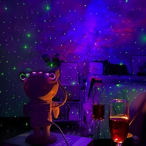 Projektor Gwiazd 360° Z Astronautą, Zdalnym Sterowaniem, Lampka Dla Dzieci