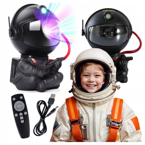 Projektor Gwiazd Astronauta 3D Lampka Nocna 360° Obrotowy Z Laserem + Pilot