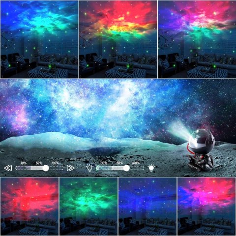Projektor Gwiazd Astronauta 3D Lampka Nocna 360° Obrotowy Z Laserem + Pilot