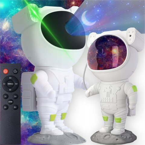 Projektor Gwiazd Astronauta 8 Kolorów 360° Pilot Lampka Nocna Dla Dzieci