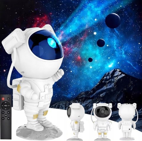 Projektor Gwiazd Astronauta 8 Kolorów 360° Pilot Lampka Nocna Dla Dzieci