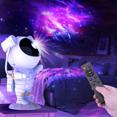 Projektor Gwiazd Astronauta 8 Kolorów 360° Pilot Lampka Nocna Dla Dzieci