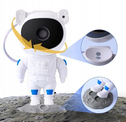 Projektor Gwiazd Astronauta 8 Kolorów 360° Pilot Lampka Nocna Dla Dzieci