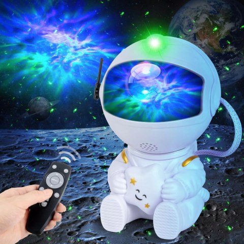 Projektor Gwiazd Astronauta 8 Trybów Led Z Pilotem Lampka Nocna Dla Dzieci