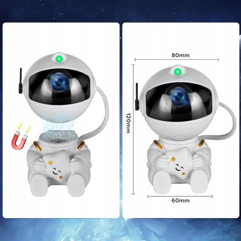 Projektor Gwiazd Astronauta 8 Trybów Led Z Pilotem Lampka Nocna Dla Dzieci