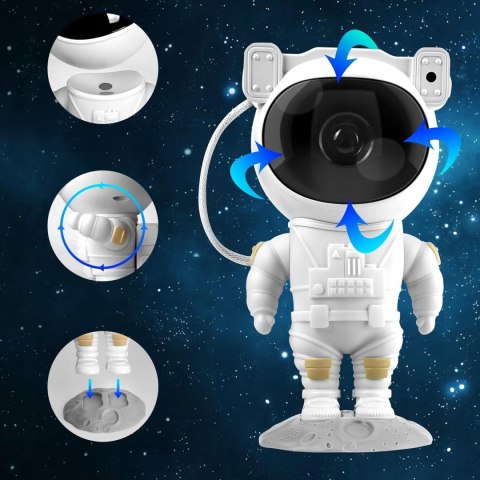 Projektor Gwiazd Astronauta Dla Dzieci - 8 Trybów, Timer, Regulacja Świetlenia