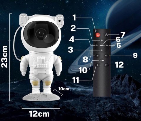 Projektor Gwiazd Astronauta Dla Dzieci - 8 Trybów, Timer, Regulacja Świetlenia