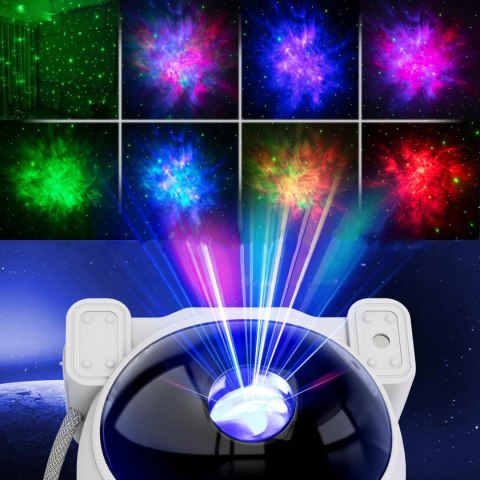 Projektor Gwiazd Astronauta Dla Dzieci Led Rzutnik 5W 8 Trybów Pilot Timer