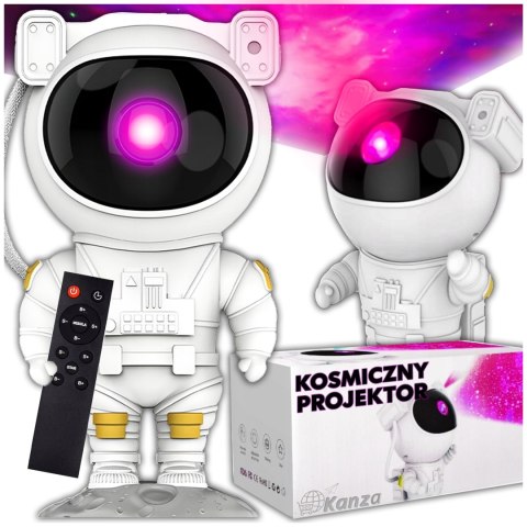 Projektor Gwiazd Astronauta Kanza Dla Dzieci Led 360° 8 Trybów Pilot Timer
