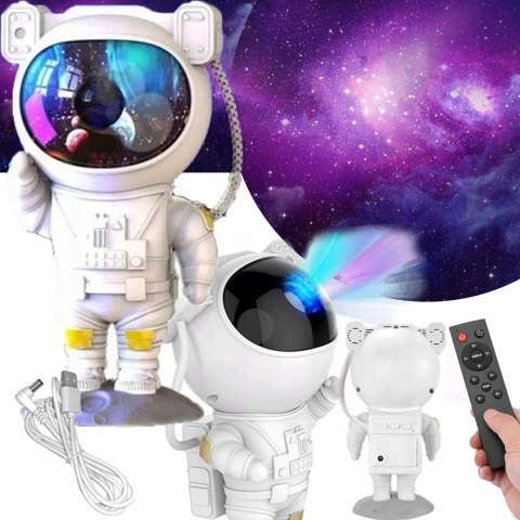 Projektor Gwiazd Astronauta Kanza Dla Dzieci Led 360° 8 Trybów Pilot Timer