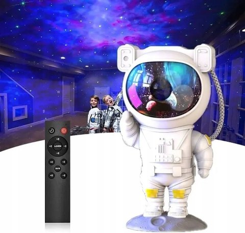 Projektor Gwiazd Astronauta Kanza Dla Dzieci Led 360° 8 Trybów Pilot Timer