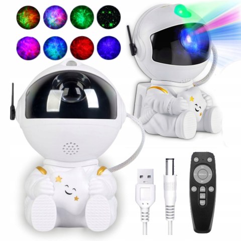 Projektor Gwiazd Astronauta Lampka Nocna 8 Trybów, Zdalne Sterowanie Usb