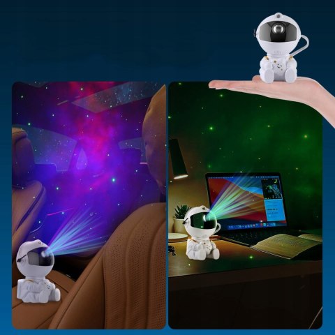 Projektor Gwiazd Astronauta Lampka Nocna 8 Trybów, Zdalne Sterowanie Usb