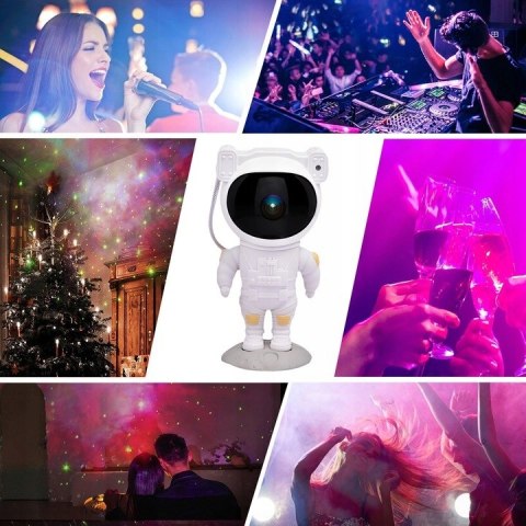 Projektor Gwiazd Astronauta Lampka Nocna Dla Dzieci 8 Trybów Z Pilotem 360°