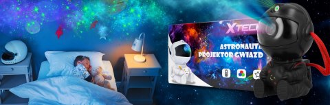 Projektor Gwiazd Astronauta Lampka Nocna Dla Dzieci Xtech Czarny Z Pilotem