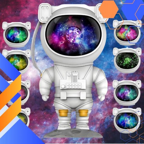Projektor Gwiazd Astronauta Led Lampka Nocna 8 Trybów, Pilot, Timer 45/90
