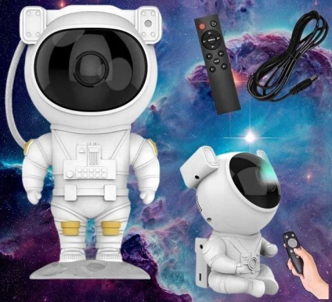 Projektor Gwiazd Astronauta Led - Lampka Nocna Z Pilotem I Timerem 45/90Min