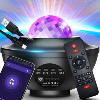 Projektor Gwiazd Dla Dzieci Obrotowy Led Usb 21 Efektów Imprezowych + Pilot