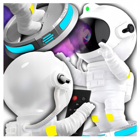 Projektor Gwiazd Galaxia Astronauta 360° Led Lampa Nocna Z Timer I Pilotem
