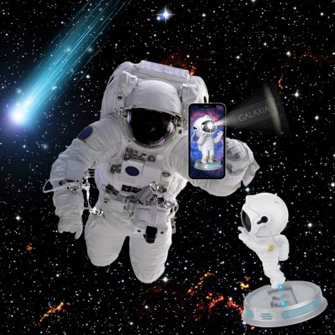 Projektor Gwiazd Galaxia Astronauta 360° Led Lampa Nocna Z Timer I Pilotem