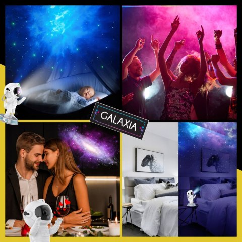 Projektor Gwiazd Galaxia Astronauta 360° Led Lampa Nocna Z Timer I Pilotem