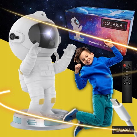 Projektor Gwiazd Galaxia Astronauta 360° Led Lampa Nocna Z Timer I Pilotem