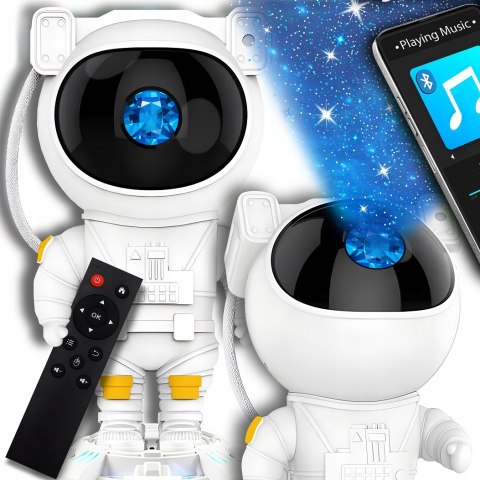 Projektor Gwiazd Galaxia Astronauta Z Głośnikiem Bluetooth 360° 8 Trybów