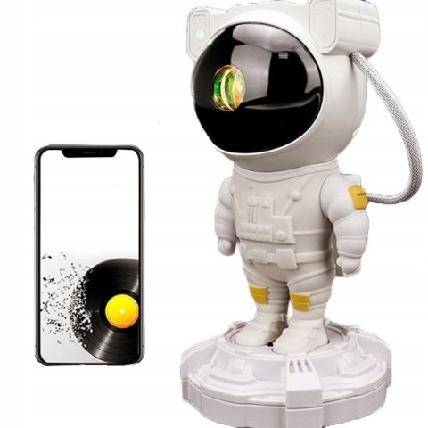 Projektor Gwiazd Galaxia Astronauta Z Głośnikiem Bluetooth 360° 8 Trybów