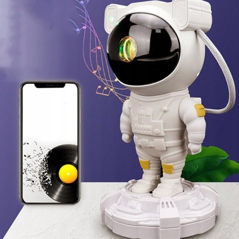 Projektor Gwiazd Galaxia Astronauta Z Głośnikiem Bluetooth 360° 8 Trybów