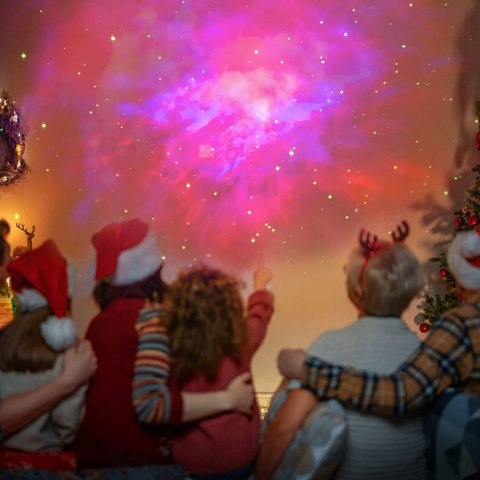 Projektor Gwiazd Galaxia Astronauta Z Głośnikiem Bluetooth 360° 8 Trybów