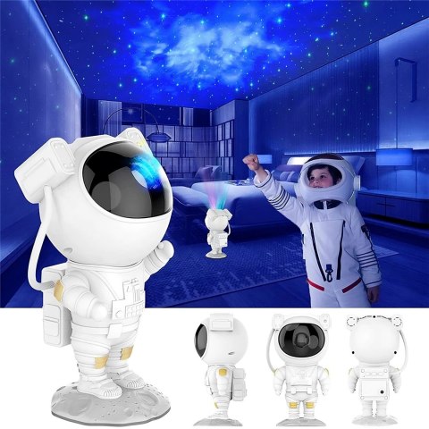 Projektor Gwiazd Lampka Dla Dzieci Astronauta Led 360° Rotacja Timer Pilot