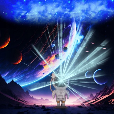 Projektor Gwiazd Lampka Dla Dzieci Astronauta Led 360° Rotacja Timer Pilot