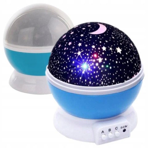 Projektor Gwiazd Lampka Nocna Zmiana Barw, Rotacja 360° Usb/4Xaa Niebieska