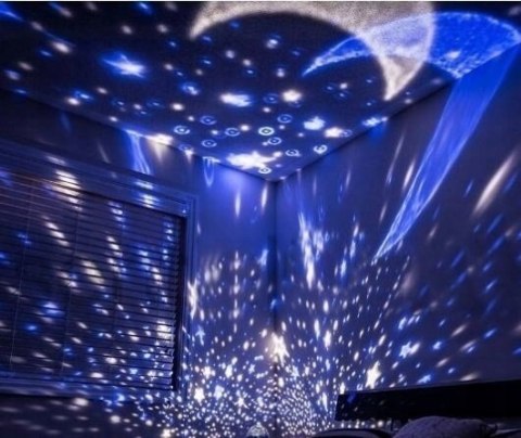 Projektor Gwiazd Lampka Nocna Zmiana Barw, Rotacja 360° Usb/4Xaa Niebieska