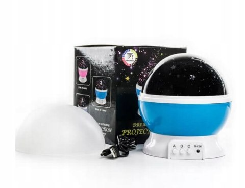 Projektor Gwiazd Lampka Nocna Zmiana Barw, Rotacja 360° Usb/4Xaa Niebieska