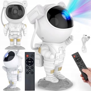 Projektor Gwiazd Led Astronauta Lampka Nocna 360° Rotacja Pilot 8 Trybów