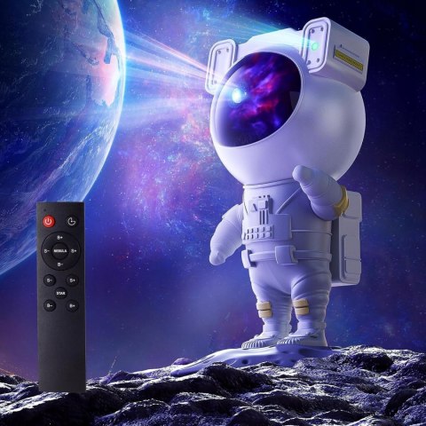 Projektor Gwiazd Led Astronauta Lampka Nocna 360° Rotacja Pilot 8 Trybów