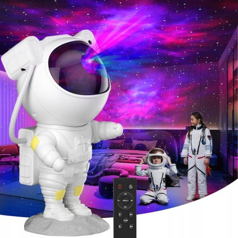 Projektor Gwiazd Led Astronauta Lampka Nocna 360° Rotacja Pilot 8 Trybów