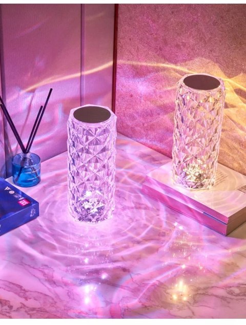 Kryształowa Lampa Led Rgb Z Pilotem I Dotykowym Paneliem Usb-C 16 Kolorów
