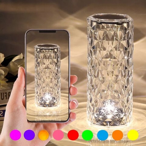 Kryształowa Lampa Led Rgb Z Pilotem I Dotykowym Paneliem Usb-C 16 Kolorów