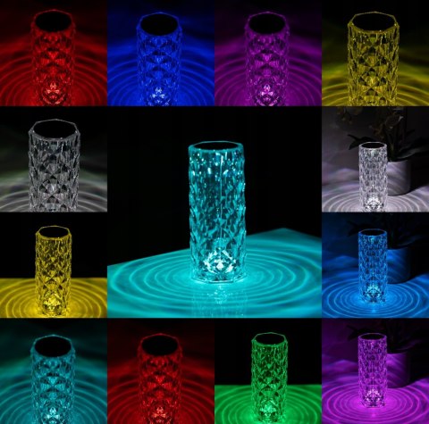 Kryształowa Lampa Led Rgb Z Pilotem I Dotykowym Paneliem Usb-C 16 Kolorów