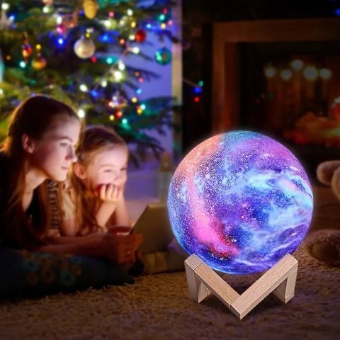 Księżycowa Lampka Led Na Biurko -Akumulator, Pilot, Drewniana Podstawka