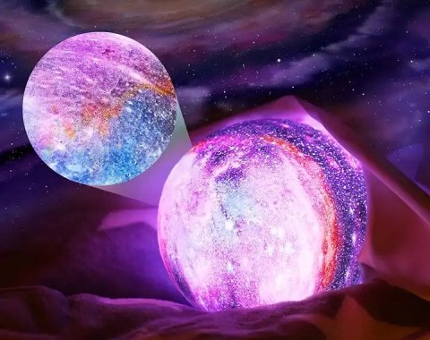 Księżycowa Lampka Led Na Biurko -Akumulator, Pilot, Drewniana Podstawka