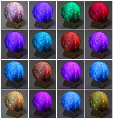 Księżycowa Lampka Led Na Biurko -Akumulator, Pilot, Drewniana Podstawka