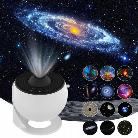 Lampa Projekcyjna Galaxy 12 Scen, Obracana 360° - Gwiazdne Niebo Na Sufitie