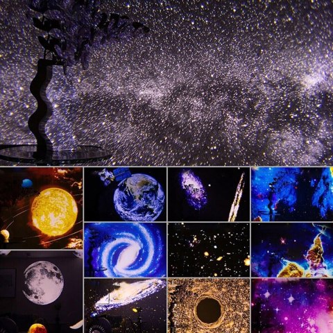Lampa Projekcyjna Galaxy 12 Scen, Obracana 360° - Gwiazdne Niebo Na Sufitie