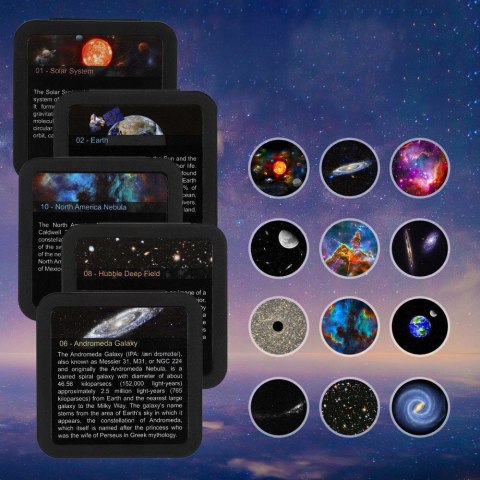 Lampa Projekcyjna Galaxy 12 Scen, Obracana 360° - Gwiazdne Niebo Na Sufitie