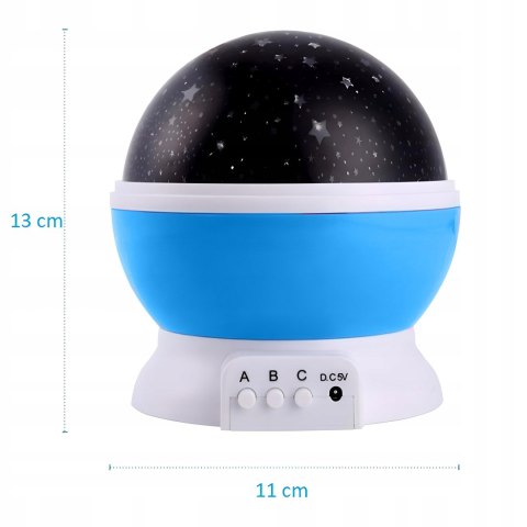 Lampka Nocna 2W1 Led Projektor Gwiazd 360° 8 Opcji Usb/Baterie Niebieska
