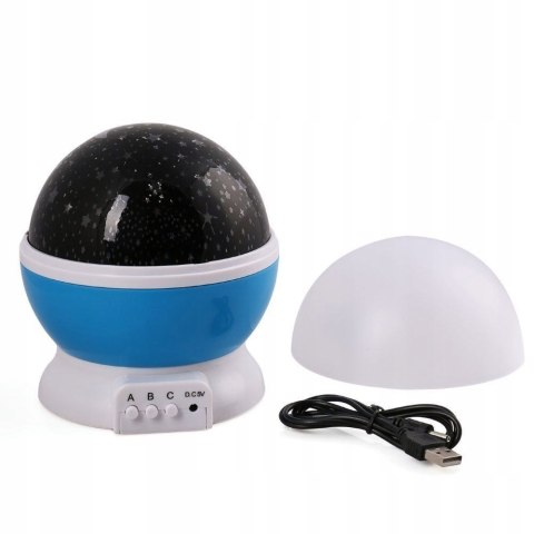 Lampka Nocna Dla Dziecka 2W1 Projektor Gwiazd Nieba 360° Usb/Baterie 8 Barw