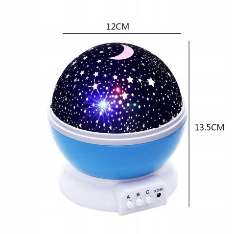 Lampka Nocna Dla Dziecka 2W1 Projektor Gwiazd Nieba 360° Usb/Baterie 8 Barw